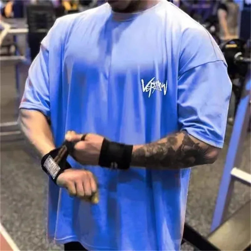 Men Fitness cotton short sleeve sportswear