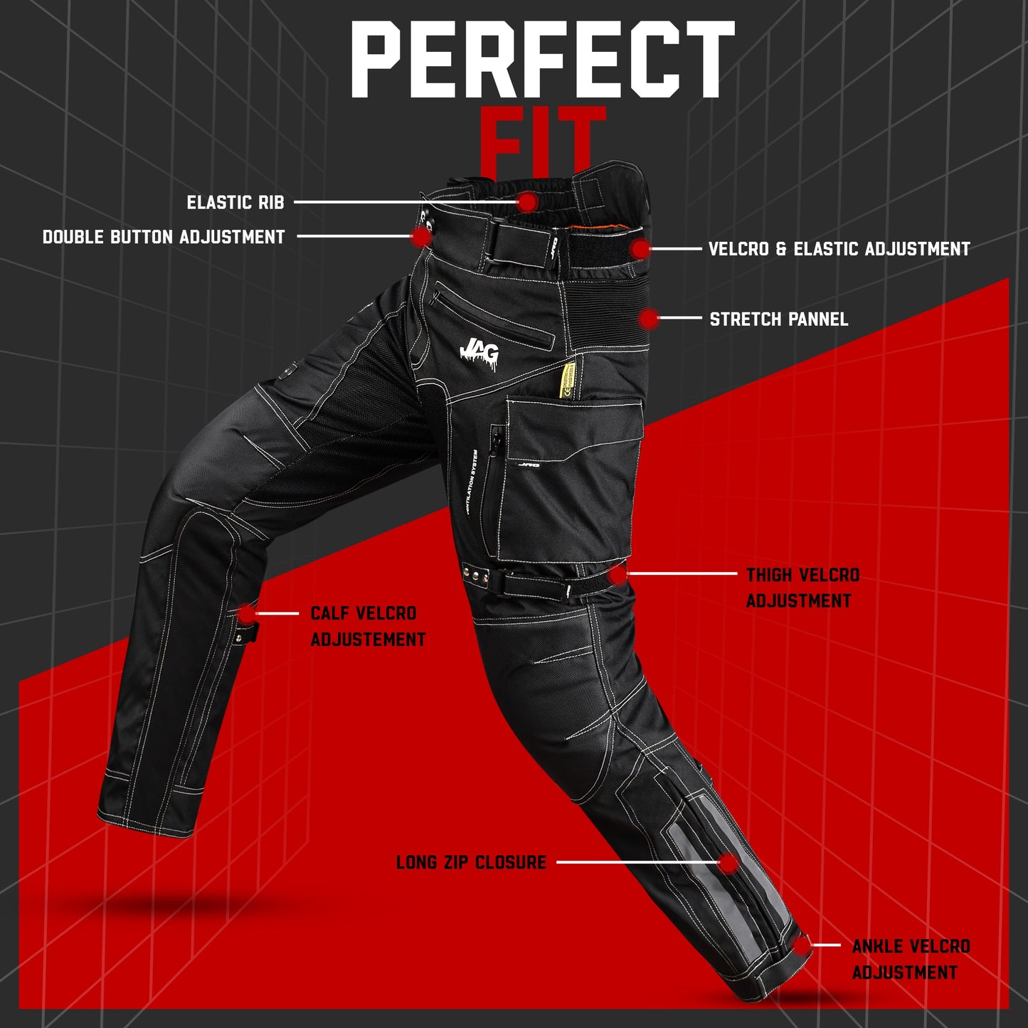 JAG Maverick Motorcycle Protective Pant - Black