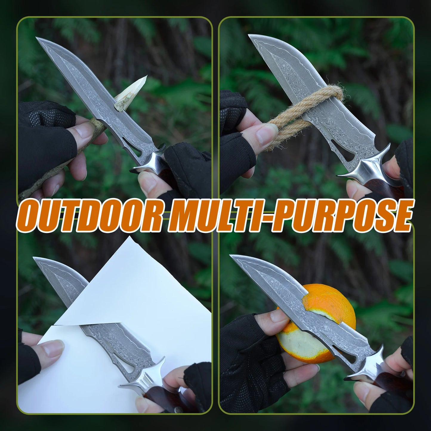 A large Damascus handmade forged knife