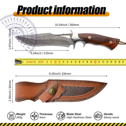 A large Damascus handmade forged knife