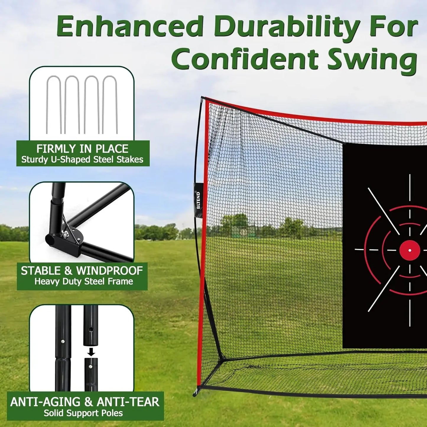 Heavy Duty Golf Hitting Net with Tri-Turf Golf Mat