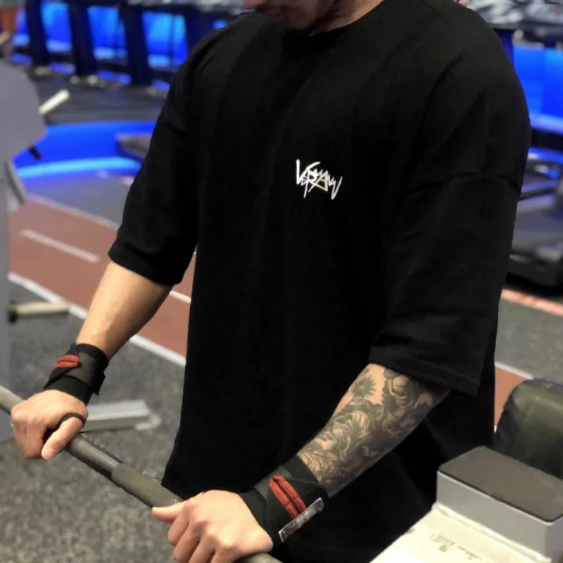 Men Fitness cotton short sleeve sportswear