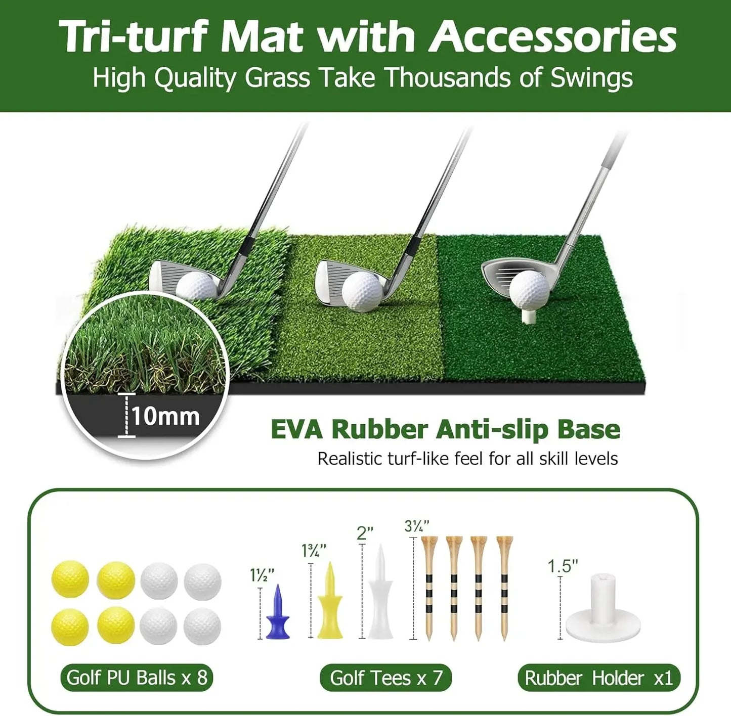 Heavy Duty Golf Hitting Net with Tri-Turf Golf Mat