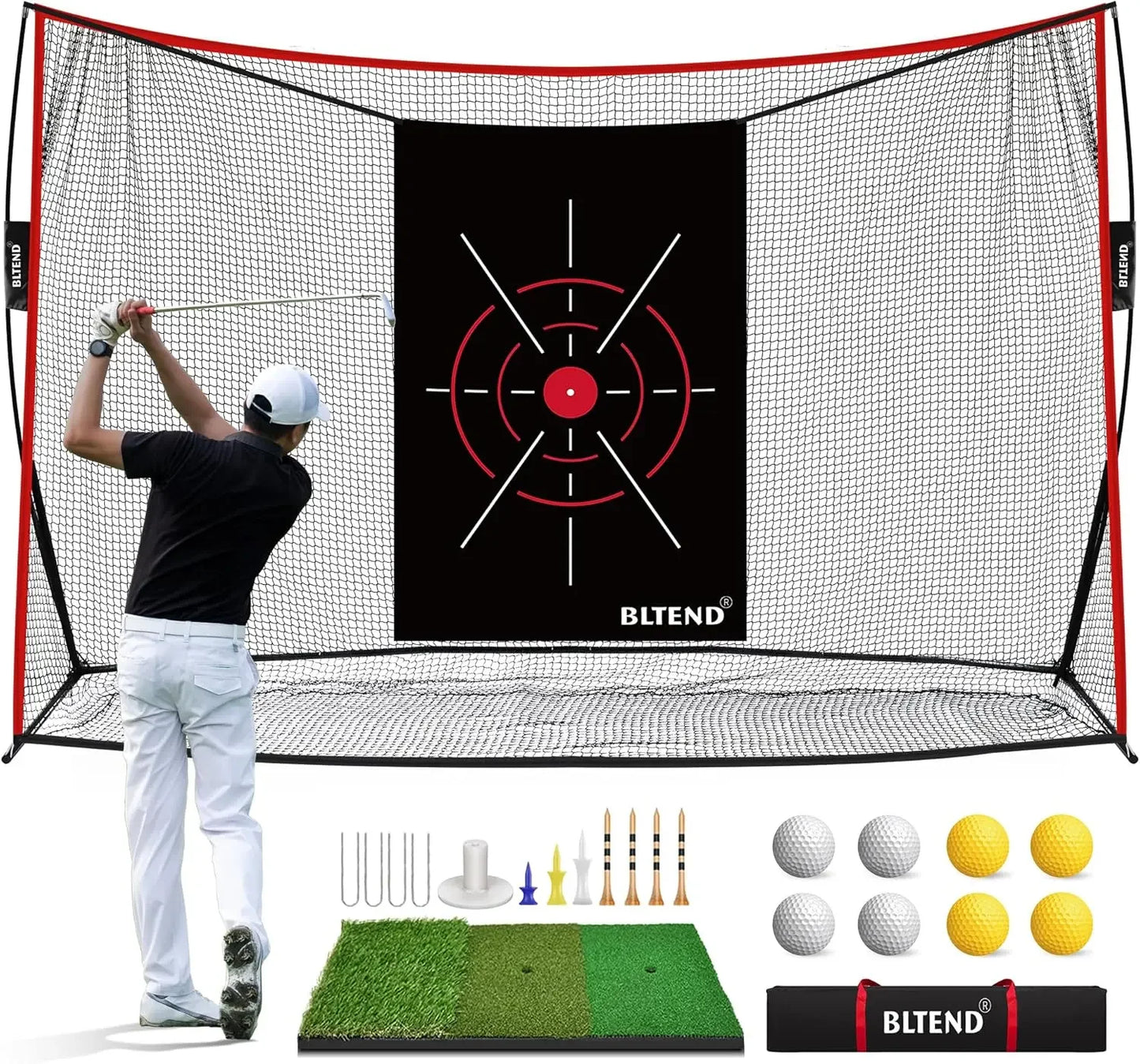Heavy Duty Golf Hitting Net with Tri-Turf Golf Mat