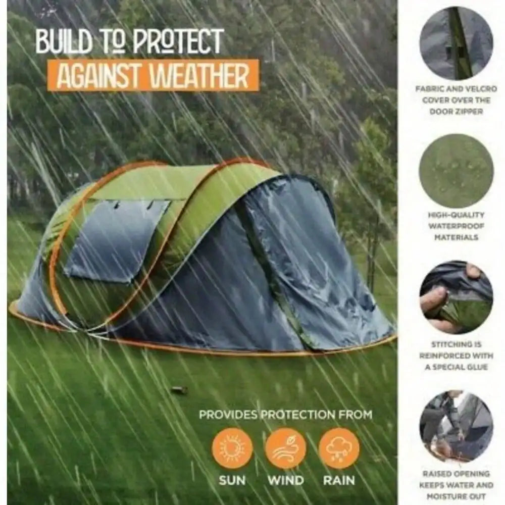 Camping Tent - 4-Person Easy Pop Up Tent  Waterproof