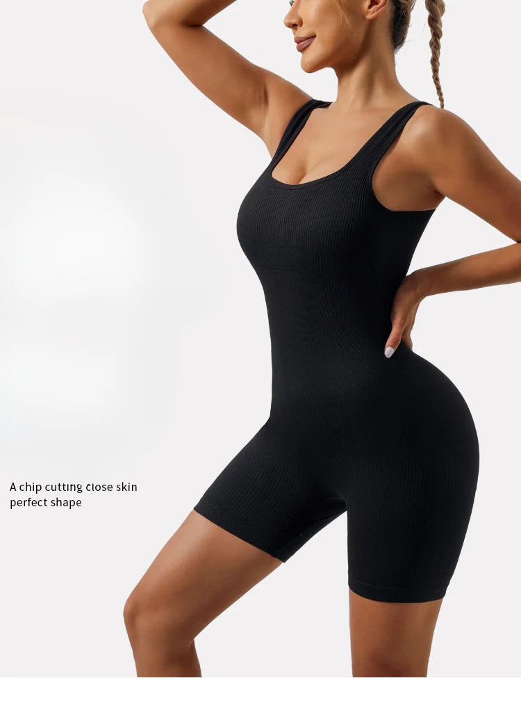 European and American Threaded Yoga Suit Onesie