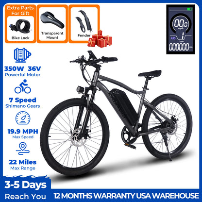 26"x4.0 350W Peak,Electric Mountain Bike,19.9mph
