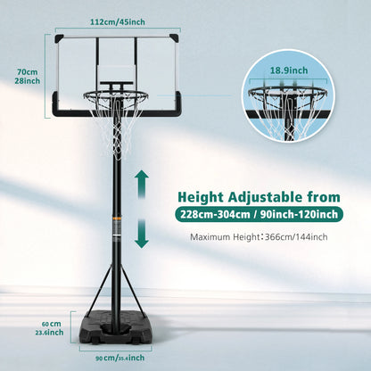 Basketball Hoop Height Adjustable 7 ft. 6 in..10 ft. with Indoor Outdoor