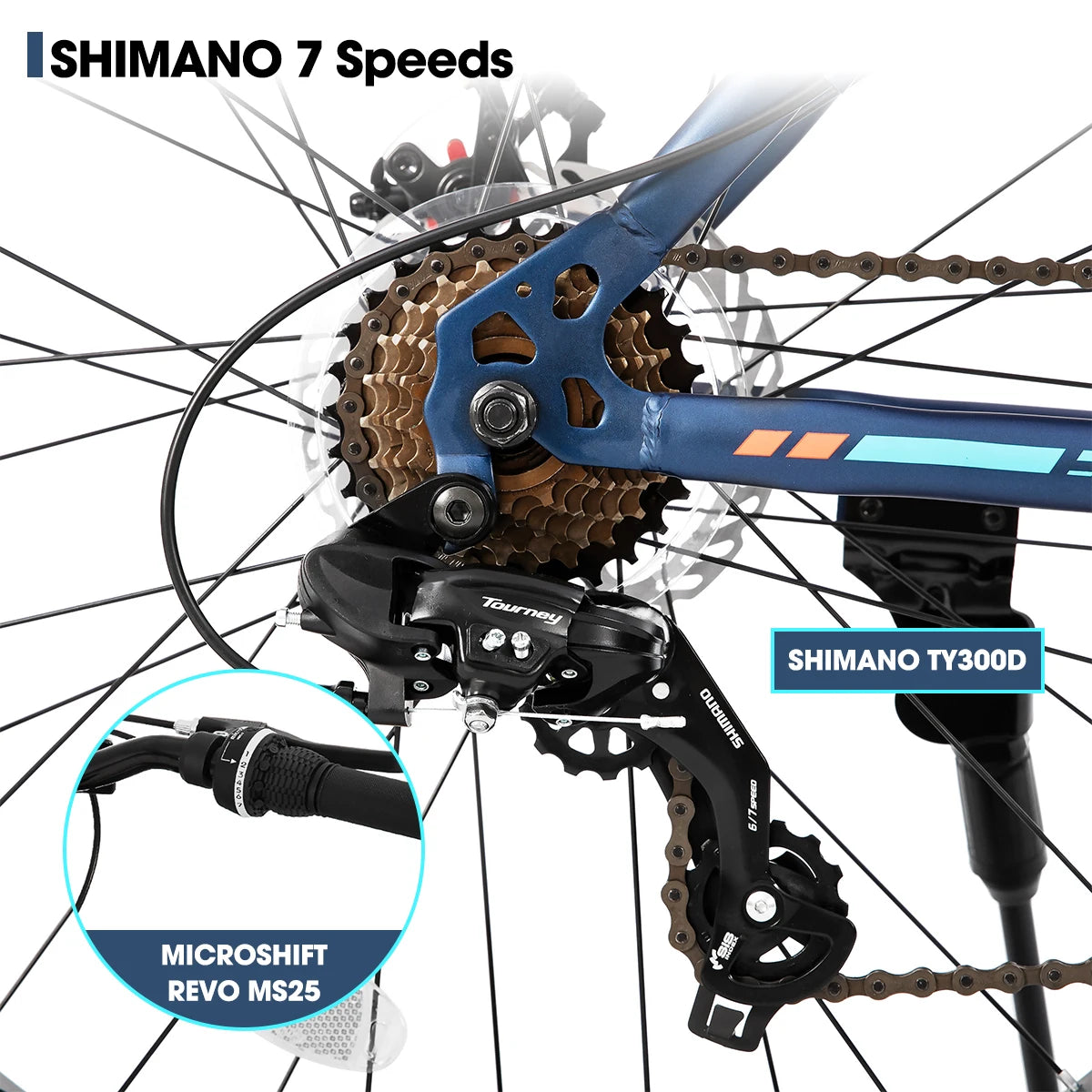 20 Inch Kids Mountain Bike 7-Speed, Dual-Disc Brake