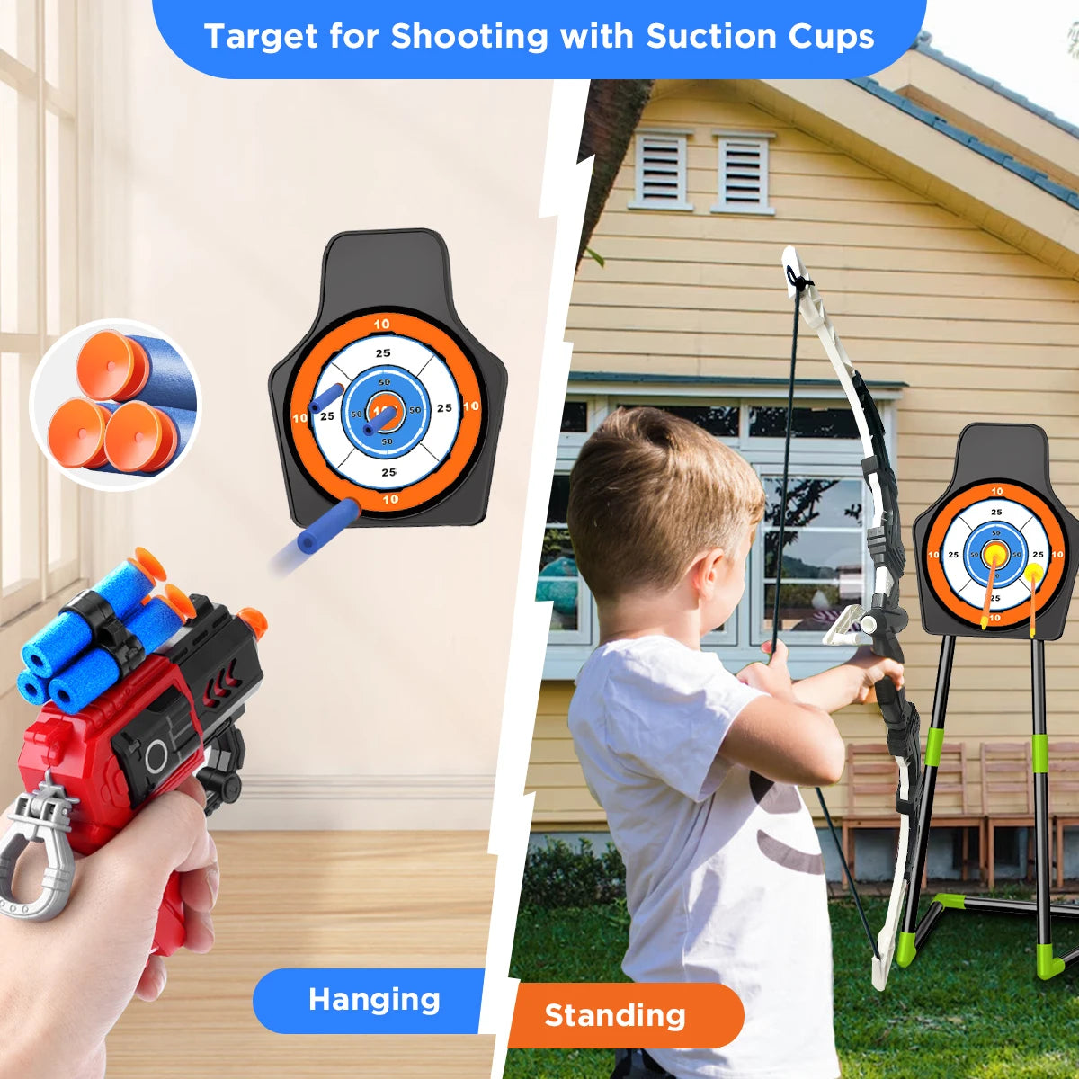 2X Bow Arrow + Guns Toy For Kids