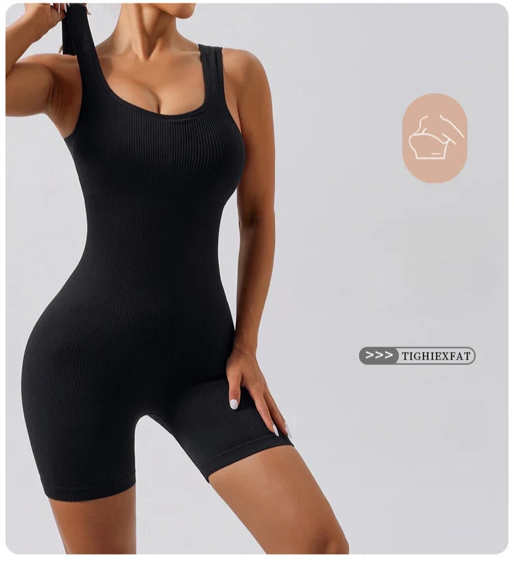 European and American Threaded Yoga Suit Onesie