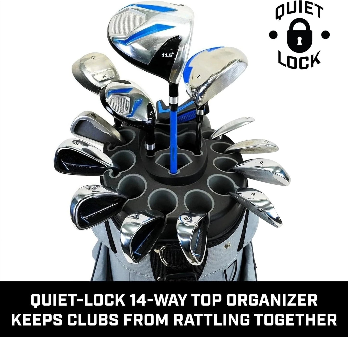 Golf Cart Bag - Quiet-Lock 14 Way Club Divider