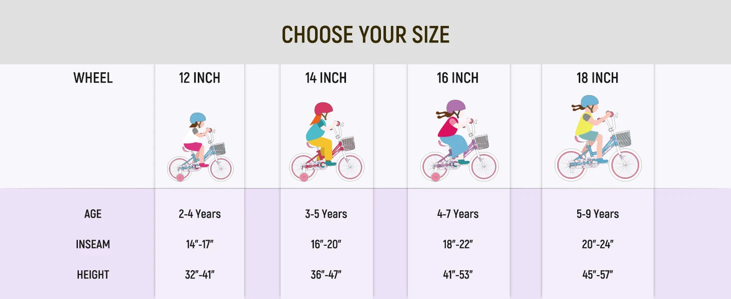 Girls Bike with Basket & Training Wheels