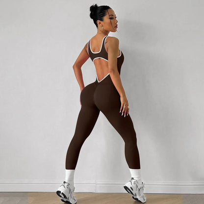 Back V Jumpsuit Women Workout Bodysuits