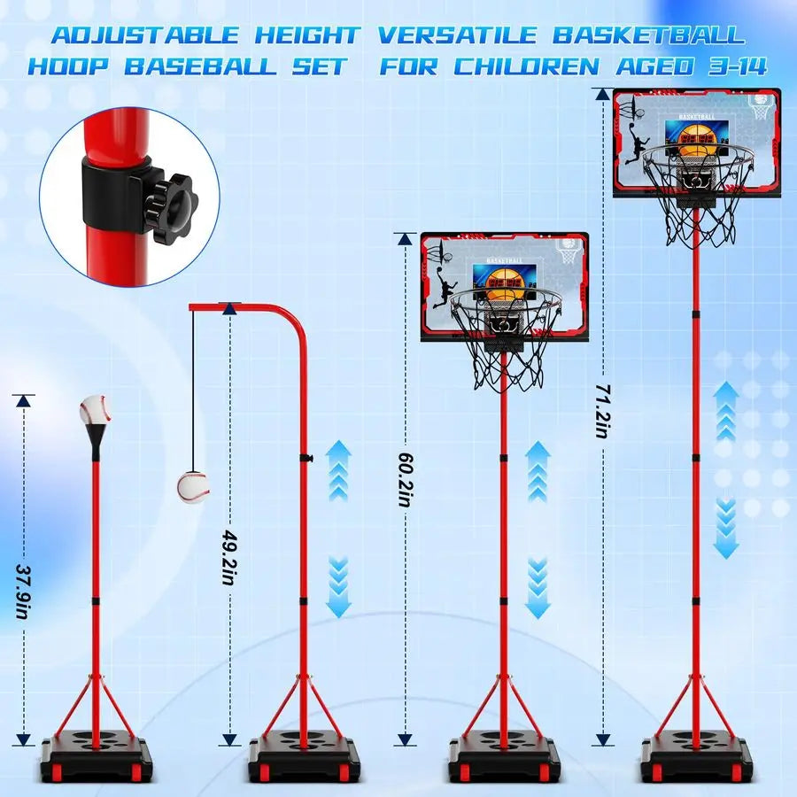 Kids T Ball Set with Hanging Baseball Hoop