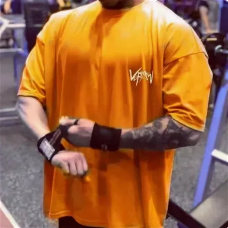 Men Fitness cotton short sleeve sportswear