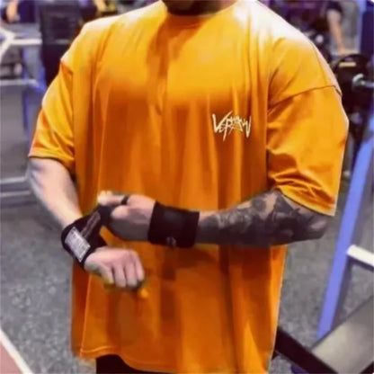 Men Fitness cotton short sleeve sportswear