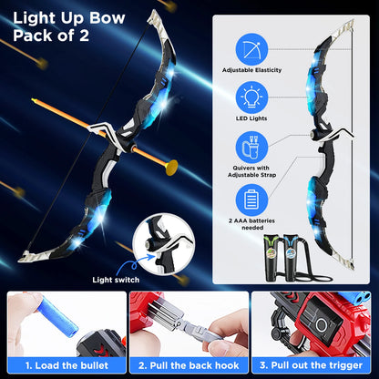 2X Bow Arrow + Guns Toy For Kids